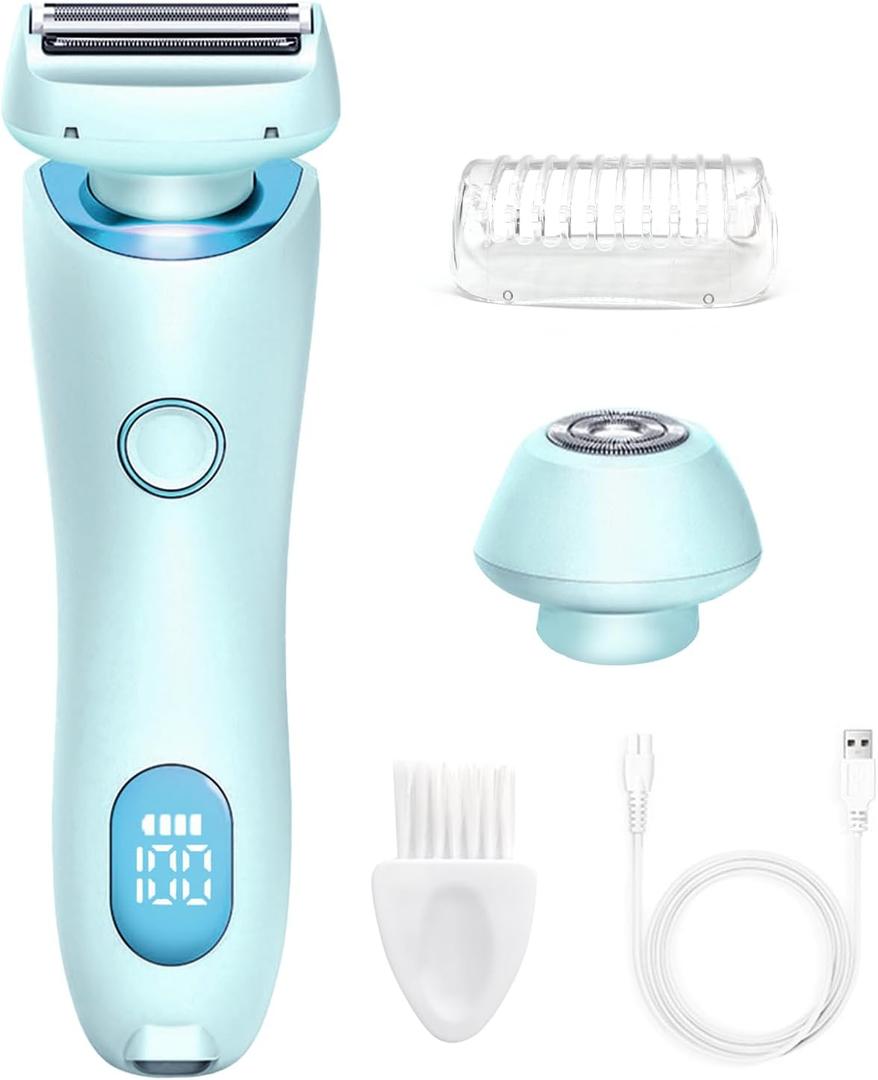 Razor for Women,Shaver Glide Razor, 3.0 Electric Beauty TrimmerRechargeable, Portable and Free Exfoliating Glove (Blue)