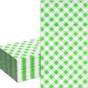 DYLIVeS Green Gingham Napkins, Green and White Checkered Guest Towel Plaid Party Napkins Disposable Paper Hand Towels for Luncheon, Dinner, Picnic, Birthday, Easter, Graduation Party, 3-Ply, 50 Pcs