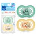 MAM Original Baby Pacifiers 16+ Months, Binky for Newborn Babies, BPA-Free Skin Soft Silicone Nipple, Glows in The Dark, Developed with Medical Experts, 2 Count, Sterilizer Case, Made in Europe (Butter Yellow/ Pale mint)