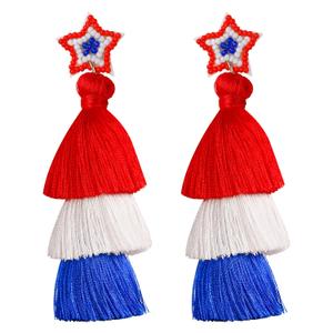 4th of July Earrings for Women, Patriotic Earrings for Fourth of July Accessories as Independence Gift, 4th of July Red White and Blue Accessories American Tassel Jewelry Suit for American Flag Dress