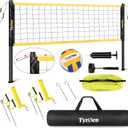 Volleyball Net Outdoor, Professional Volleyball Net for Backyard with Anti-Sag Device Adjustable Height Poles, Portable Volleyball Set with Official Volleyball, Pump, Boundary Line