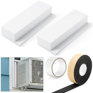 4 Pcs Foam Block Compatible with Midea U Shaped Window Air Conditioner Units, Ac Side Insulation Seal Kit with Seal Strip and Sealing Tape, Prevent Cold Air Leakage for Summer (White)