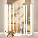 51'' Extra Tall Cat Gate for Doorways 30-49.2'' Wide, Climb Proof Pet Dog Gates for Kitten Dogs, Pressure Mounted No Drilling Cats Fence Barrier White
