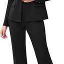 Women's 2 Piece Suits Business Casual Outfits Long Sleeve Solid Blazer with Pants Professional Office Work Sets, Size Large