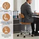 FIRAVOE Ergonomic Desk Stool(Sturdy Rolling Stool with Back)(Swivel Armless Office Chair 19.5"-26.6") Adjustable Footrest Salon Chair (Camel Brown)