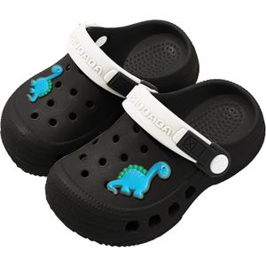 Boys Girls Toddler Clogs Little Kids Slip on Slides Sandals Children Summer Beach Pool Outdoor Water Shoes Shower Slippers (5-6 Toddler, Black)