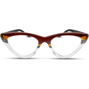 2SeeLife Premium Cat Eye Reading Glasses for Women – Narrow–Medium Fit, Sturdy Frame, Spring Hinges, Stylish Funky Readers, Brown Stripes, +2.75