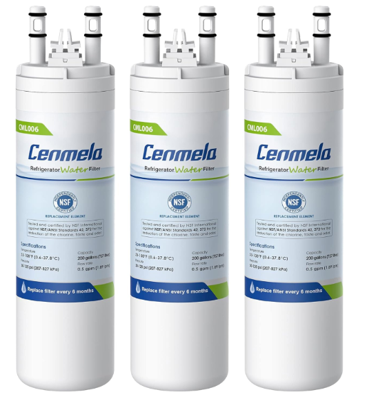 WF3CB Replacement Water Filter, Compatible with Frigidaire WF3CB, Pure Source 3, 706465, 242069601, 242086201, 242017800, WF425, Height 9 inches, Pack of 3