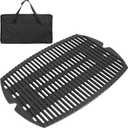 BBQ-PLUS 7582 Cast Iron Cooking Grate for Weber Baby Q Series Parts Q1000 Grill Accessories Q100 Q120 Q1200 Sreies,Grill Grate Replacement for Weber 386001 386002,17 x 12.7 with Carry Bag