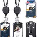 Badge Holder Retractable Clip Heavy Duty Carabiner Badge Reel Keychain with Lanyard ID Cards Holder Cool Tactical ID Holder (2 Holders and 2 Badge Reels (Black # 02))