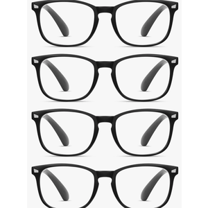 BLS BLUES Reading Glasses for Women for Home, Office & Driving - HD Clear Readers with Blue Light Blocking Protection, +0.0 (4 Pack)