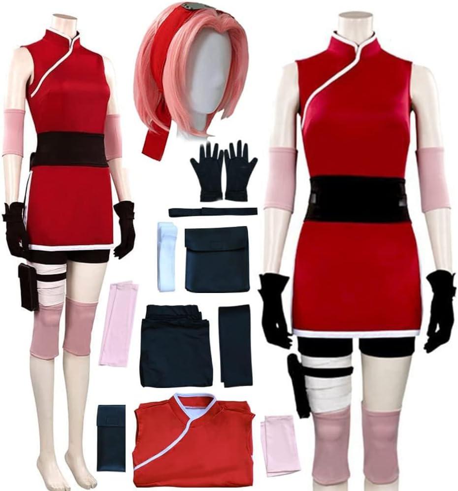 Anime Cosplay Costume Anime Dress Red Cosplay Ouftits With Wig Halloween Women (Large)