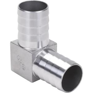 DERNORD 1-1/2" Hose Barb 90 Degree Elbow 304 Stainless Steel L Right Angle Barbed Fitting for Air Water Fuel Gas