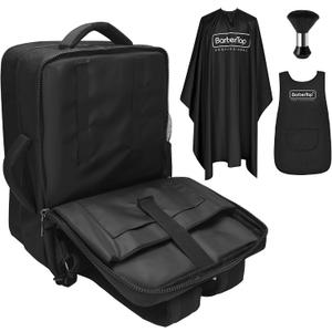 Barber Backpack for Clippers and Supplies, 17.7"x7.9"x13" Large Capacity Four-Layer Hairstylist Backpack, with General-purpose Barber Apron Cape Brush, Barber Bag for Barbershop Salon Home Use
