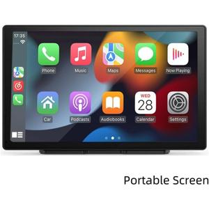 Wireless Carplay with 4K Dash Cam, 9" Portable Carplay Screen for Car, Apple Carplay & Android Auto Car Satellite Radio with 1080P Backup Camera, GPS Navigation/Mirror Link/Voice Control/Bluetooth
