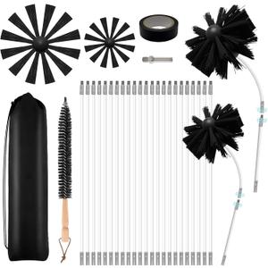 30 Feet Dryer Vent Cleaner Kit, Duct Cleaning Brush with 23 PP Rods and 4-Inch and 6-Inch Dryer Vent Brush, Dryer Cleaning Kit Suitable for Dryer Duct Cleaning Kit for Chimneys, Pipes,Dryers,Crevices