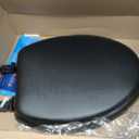Soft Elongated Vinyl Toilet Seat, Black - 19 Inch Soft Vinyl Cover with Comfort Foam Cushioning - Fits All Elongated Size Fixtures - Easy to Install Fantasia by Achim Home Decor