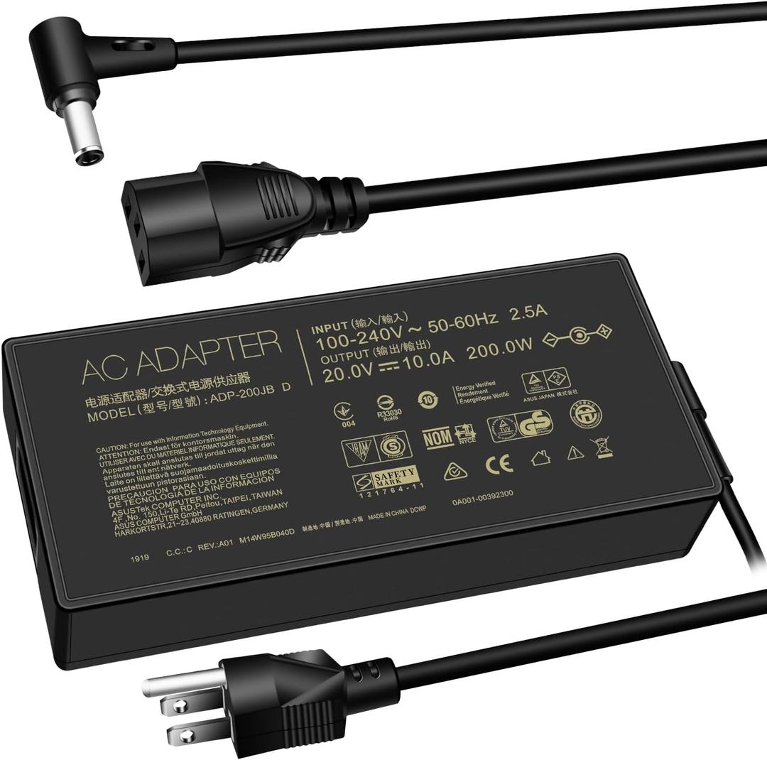 200W Zephyrus Charger ADP-200JB D for ASUS ROG Zephyrus G15, ROG Strix G15 G17, ASUS TUF A15 A17 F15 F17 Gaming Laptop Power AC Adapter Supply Cord