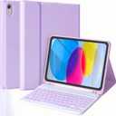 MMK for iPad 11th 10th Generation Case with Keyboard (2022, 10.9"), Wireless Detachable Keyboard, Pencil Holder for iPad 11 inch (A16 2025), 10th Gen (10.9 Inch 2022) (Purple New)