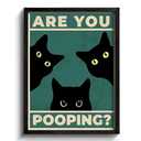 Heiple Framed Bathroom Wall Art Black Cat Are You Pooping Funny Wall Decor Hanging Sign for Vintage Home Farmhouse Decor (Black, 16"x20")