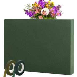 Elcoho 1 Pack Large Floral Foam Base 15.7"L x 11.8"W x 2.4"H Floral Foam Block with 2 Floral Tape Wet Dry Floral Foam Brick for Home Wedding Centerpieces Fresh or Artificial Flowers DIY Arts Crafts