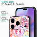 3 x 2 Pack Preppy Collage Phone Case for iPhone 17 Pro,Cute Flower Aesthetic Floral Cases Cool Y2K Strawberry Pattern Cover for Women Girls,Black Slim Protection Funda for iPhone 17 Pro 6.3 Inch