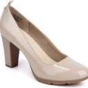 JENN ARDOR 3 inch High Heel Pumps for Women Close Toe Leather Dress Pumps Shoes (Nude,10)