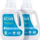 ECOS Laundry Detergent Liquid, 100 Loads - Dermatologist Tested Laundry Soap - Hypoallergenic, EPA Safer Choice Certified, Plant-Powered - Free & Clear, 50 Fl Oz (Pack of 2)