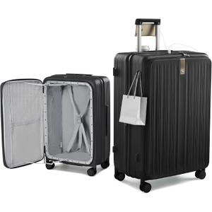 Hanke Top Opening 28" Large Luggage Expandable Hard Shell Jet Black, 28 Inch EXT