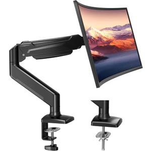 BONTEC Monitor Arm Desk Mount, Gas Spring Monitor Stand, Adjustable Full Motion VESA with C Clamp & Grommet Base, Supports 6.6-19.8lbs LCD/LED Tilt, Swivel, Rotation (Single Arm, 13-32 Inch)