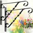 AMAGABELI GARDEN & HOME 2 Pack Hanging Plant Brackets Outdoor 12" Metal Fence Wall Plant Hanger Hooks for Hanging Flower Baskets Bird Feeders Lanterns Wind Chimes Rust-Resistant Black