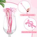 2Pack 12 Pcs Coquette Bow Drink Stirrers Acrylic White Pink Cocktail Stick Bow Stirrer Swizzle Sticks Stirrer for Coquette Party Bachelorette Party Supplies for Girls Bridal Wedding Decorations