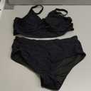 Zando 2025 Adjustable Criss Cross High Waisted Bikini Sets for Curvy Women - Tummy Control Swimsuit, Color Block Modest Bathing Suit, Full Coverage & UPF 50 Swimwear for Beach Vacation, Black, Large