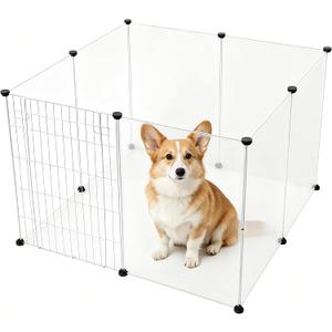BRIAN & DANY Dog Playpen Portable for Small Animals, Dog Play Pen Indoor, Transparent Pet Playpen for Puppies, Cats, 40" L x 40" W x 28" H