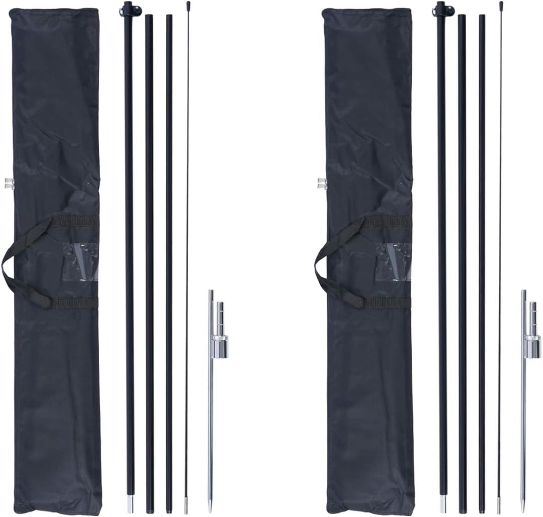 2 Sets of Feather Flags Complete Kit with Poles and Ground Spikes 15ft Heavy Duty Feather Flag Packed by Portable Travel Bag for Business Advertising Flags Outdoor Complete Flag Pole Kit