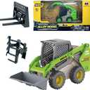 Gemini&Genius Skid Steer Loader Construction Truck 3 in 1 with Metal Forklift and Grab Shovel Construction Vehicle 1/50 Scale Alloy Wheeled Loader Toys for Kids(Wheeled/Green)
