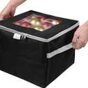ProPik Christmas Ornament Storage Box, Organizer Holds Up to 48 Xmas Balls with 3 Separate Removable Trays, Container has Dividers to Organize Holiday Tree Ornaments (Black)