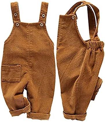Mornyray Toddler Boy Girl Soft Corduroy Suspender Pants Kids Overalls Loose Retro Adjustable button overalls 3-6 Months
