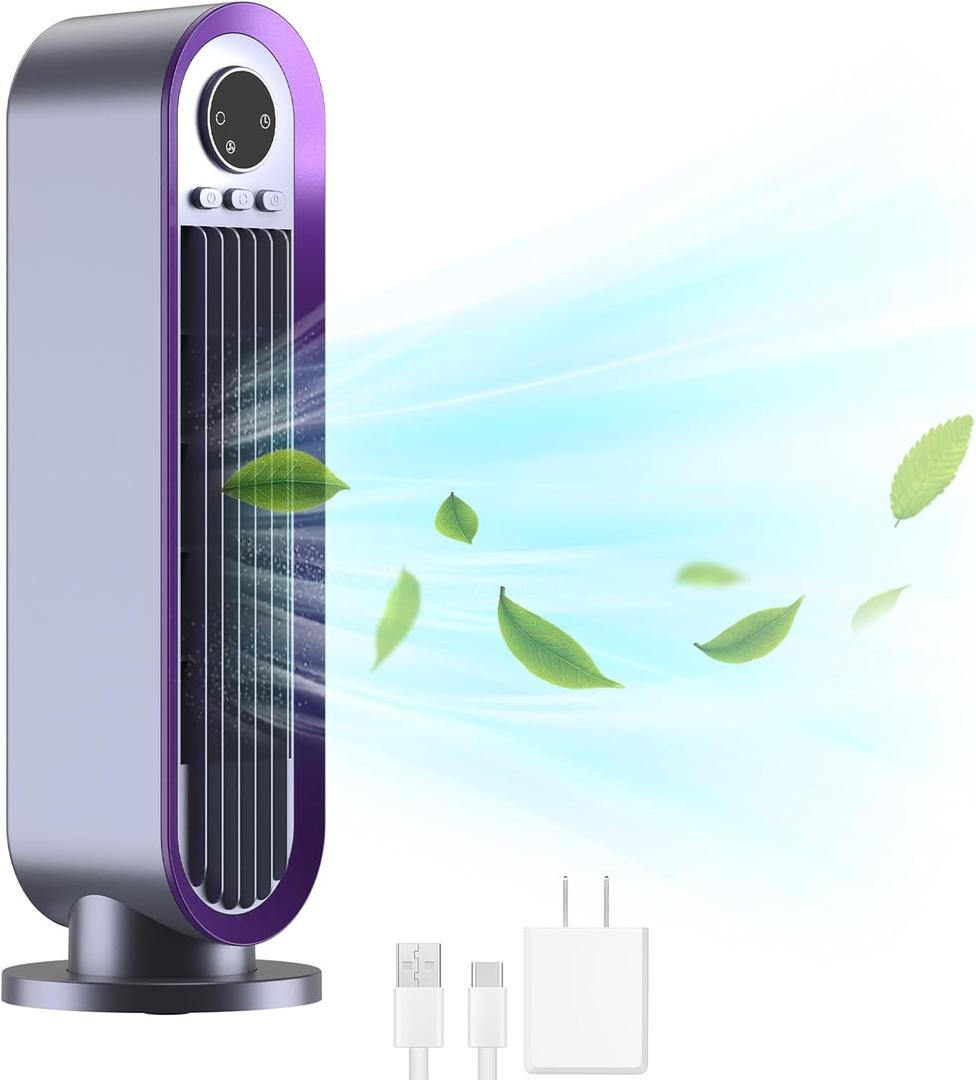 Misby Desk Fans Small Quiet for Saving Space, 13 Inch Office Fan with 3-Speed Adjustment, 90 Oscillation Bladeless Table Fan, Small Desktop Fan for Bedroom, Office, Living Room (Grey)