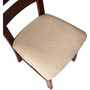 Genina Seat Covers for Dining Room Chair Seat Slipcovers Kitchen Chair Covers (Khaki, 4 Pcs)