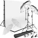 HYJ-INC Photography Umbrella Lighting Kit with 85w Led Bulb,Muslin Backdrop (White Black), Backdrop, Clips Clamp,8.5 * 10ft Photo Background Photography Stand System for Photo Video Studio Shooting