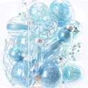 Sea Team Multi-Size Shatterproof Clear Plastic Christmas Ball Ornaments, Pendants, Drops, Finials, Decorative Xmas Tree Baubles Set with Stuffed Delicate Decorations (32 Counts, Babyblue)