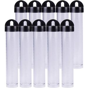 BENECREAT 30 Pack 0.85oz Clear Plastic Tube Bead Containers Liquid Containers with Black Screw-Top Lid & Cylindrical Bottom, Easy to Stand and Place (Diameter 0.78"/ Length 4.13")