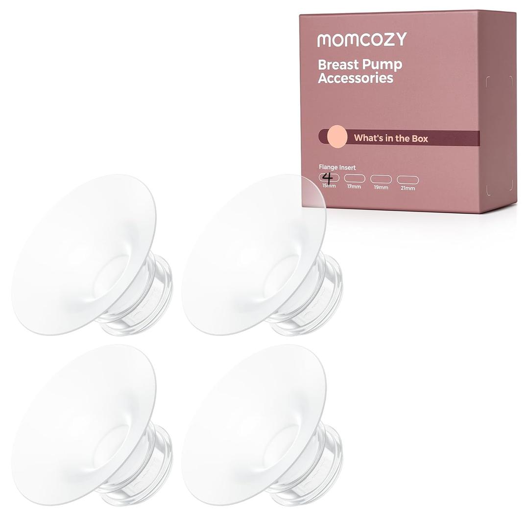 Momcozy Original Replacement Accessories for M5| M6| M9, Food-Grade Silicone & BPA Free, Original Breastfeeding Parts, Inserts 15mm, 4 Pack (White)