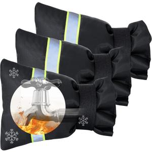 Velcro Thickened Anti-Freeze Outdoor Faucet Socks - Reusable Hose Bib Covers with Reflective Strips for Winter Freeze Protection, Cold Weather (3pcs)