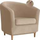 Velvet Club Chair Slipcover 2 Piece Swivel Barrel Chair Covers Slipcover Tub Chair Slipcovers Round Accent Armchair Covers Bucket Chair Covers Protector for Living Room Camel