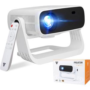 Wielio 2026 Smart Projector Android TV with WiFi 6 and Bluetooth 5.0 Built in 1000+ Apps 240 ANSI Portable Bedroom Mini Movie Projector Support 4K/1080P Auto Keystone & Zoom