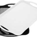 2 Pack Large Serving Trays with Handles, 17" x 12" Melamine Serving Platters for Food, Turkey, Set of 2 Rectangular Trays for Party(White and Black)