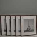 upsimples 16x20 Picture Frame Set of 5, Display Pictures 11x14 with Mat or 16 x 20 Without, Wall Gallery Poster Frames, Brown