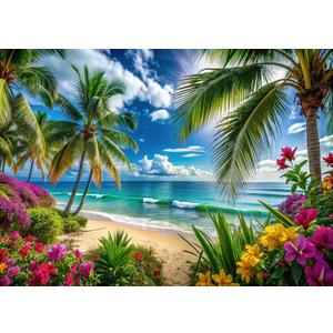 Summer sea Backdrop Tropical Beach Plants Photo Backdrop Hawaiian Ocean Blue Sky Background for Theme Party Supplies Studio Props 10x8ft